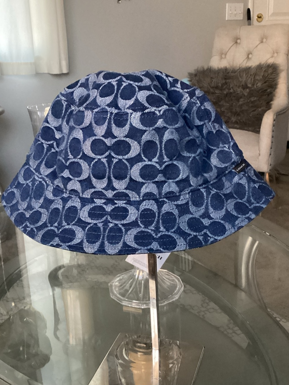 Coach Navy Blue Signature Bucket Hat